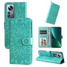 For Xiaomi 12 Pro Embossed Sunflower Leather Phone Case(Green) - 1