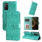 For Xiaomi Poco M3 / Redmi 9T / Redmi 9 Power Embossed Sunflower Leather Phone Case(Green) - 1