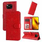 For Xiaomi Poco X3 NFC Embossed Sunflower Leather Phone Case(Red) - 1