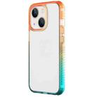 For iPhone 14 Plus Colorful Gradient TPU + PC Phone Case (Orange Green) - 1