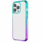 For iPhone 14 Pro Max Colorful Gradient TPU + PC Phone Case (Green Purple) - 1