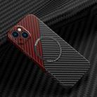 For iPhone 14 Carbon Fiber Texture MagSafe Magnetic Phone Case (Black Red) - 1