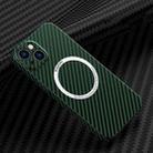 For iPhone 14 Plus Carbon Fiber Texture MagSafe Magnetic Phone Case (Green) - 1