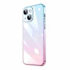 For iPhone 14 Transparent Electroplated PC Gradient Phone Case (Pink Blue) - 1