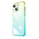 For iPhone 14 Transparent Electroplated PC Gradient Phone Case (Cyan-blue Green) - 1