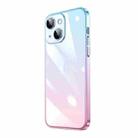 For iPhone 14 Plus Transparent Electroplated PC Gradient Phone Case (Pink Blue) - 1