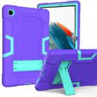 For Samsung Galaxy Tab A8 10.5 2021 X200 Contrast Color Robot Silicone + PC Tablet Case(Purple Mint Green) - 1