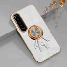 For Sony Xperia 1 IV 6D Plating Astronaut Ring Kickstand Phone Case(White) - 1