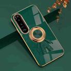 For Sony Xperia 10 IV 6D Plating Astronaut Ring Kickstand Phone Case(Night Green) - 1