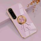 For Sony Xperia 10 IV 6D Plating Astronaut Ring Kickstand Phone Case(Light Purple) - 1
