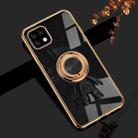 For Sharp Aquos Sense 6 6D Plating Astronaut Ring Kickstand Phone Case(Black) - 1