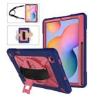 For Samsung Galaxy Tab S6 Lite P610 Contrast Color Robot Silicone + PC Tablet Case(Navy Blue Rose) - 1