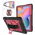 For Samsung Galaxy Tab S6 Lite P610 Contrast Color Robot Silicone + PC Tablet Case(Black Rose Red) - 1