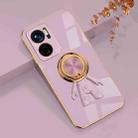 For Xiaomi Redmi Note 11E 6D Plating Astronaut Ring Kickstand Phone Case(Light Purple) - 1