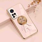 For Xiaomi Mi 10T 6D Plating Astronaut Ring Kickstand Phone Case(Light Pink) - 1