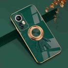 For Xiaomi 12 6D Plating Astronaut Ring Kickstand Phone Case(Night Green) - 1