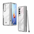 For Samsung Galaxy Z Fold4 Full Body Electroplating Hinge Phone Case with Pen Slot(Silver) - 1