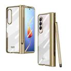 For Samsung Galaxy Z Fold4 Full Body Electroplating Hinge Phone Case with Pen Slot(Gold) - 1