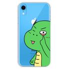 For iPhone XR Transparent Painted TPU Protective Phone Case(Funny Dinosaur) - 1