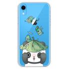 For iPhone XR Transparent Painted TPU Protective Phone Case(Lotus Leaf Panda) - 1