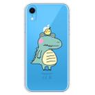 For iPhone XR Transparent Painted TPU Protective Phone Case(Bird Crocodile) - 1