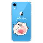 For iPhone XR Transparent Painted TPU Protective Phone Case(Hit The Face Pig) - 1