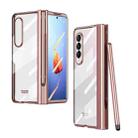 For Samsung Galaxy Z Fold4 Full Body Integrated Electroplating Hinge Phone Case with Pen Slot(Rose Gold) - 1