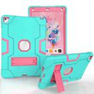 Contrast Color Robot Silicone + PC Tablet Case For iPad 6 / iPad Pro 9.7 2016(Mint Green + Rose Red) - 1