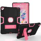 Contrast Color Robot Silicone + PC Tablet Case For iPad 6 / iPad Pro 9.7 2016(Black + Rose Red) - 1
