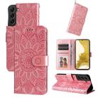 For Samsung Galaxy S22 5G Embossed Sunflower Leather Phone Case(Pink) - 1