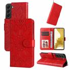 For Samsung Galaxy S22 5G Embossed Sunflower Leather Phone Case(Red) - 1
