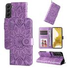 For Samsung Galaxy S22+ 5G Embossed Sunflower Leather Phone Case(Purple) - 1