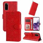 For Samsung Galaxy S20 Embossed Sunflower Leather Phone Case(Red) - 1