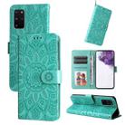 For Samsung Galaxy S20+ Embossed Sunflower Leather Phone Case(Green) - 1
