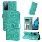 For Samsung Galaxy S20 FE / S20 FE 5G Embossed Sunflower Leather Phone Case(Green) - 1