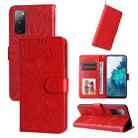 For Samsung Galaxy S20 FE / S20 FE 5G Embossed Sunflower Leather Phone Case(Red) - 1