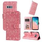 For Samsung Galaxy S10e Embossed Sunflower Leather Phone Case(Pink) - 1