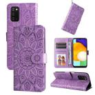 For Samsung Galaxy A03s EU 166mm/ A02s US 166mm Embossed Sunflower Leather Phone Case(Purple) - 1