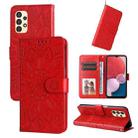 For Samsung Galaxy A13 5G Embossed Sunflower Leather Phone Case(Red) - 1