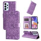 For Samsung Galaxy A23 4G/5G / M23 5G / F23 5G Embossed Sunflower Leather Phone Case(Purple) - 1