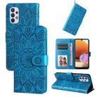 For Samsung Galaxy A32 4G Embossed Sunflower Leather Phone Case(Blue) - 1