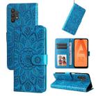 For Samsung Galaxy A32 5G Embossed Sunflower Leather Phone Case(Blue) - 1