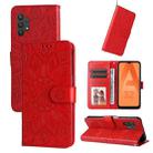 For Samsung Galaxy A32 5G Embossed Sunflower Leather Phone Case(Red) - 1