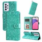For Samsung Galaxy A33 5G Embossed Sunflower Leather Phone Case(Green) - 1