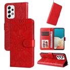For Samsung Galaxy A53 5G Embossed Sunflower Leather Phone Case(Red) - 1