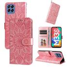 For Samsung Galaxy M33 5G Global Embossed Sunflower Leather Phone Case(Pink) - 1