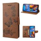 For Motorola Moto E32 Butterflies Embossing Horizontal Flip Leather Phone Case(Brown) - 1