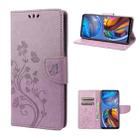 For Motorola Moto E32 Butterfly Flower Pattern Horizontal Flip Leather Phone Case with Card Slot & Holder(Light Purple) - 1