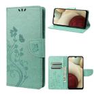 For Samsung Galaxy A03 Butterfly Flower Pattern Horizontal Flip Leather Phone Case with Card Slot & Holder(Green) - 1