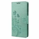 For Samsung Galaxy A03 Butterfly Flower Pattern Horizontal Flip Leather Phone Case with Card Slot & Holder(Green) - 2